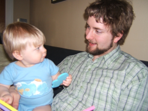 Reading a book to my dad.
