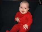 Little man in red photoshoot.
