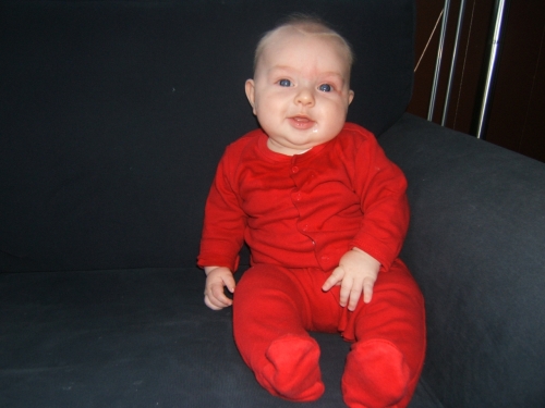 Little boy, big couch!
