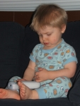 Wishing he were playing Wii.... yes, he really loves the Wii :)