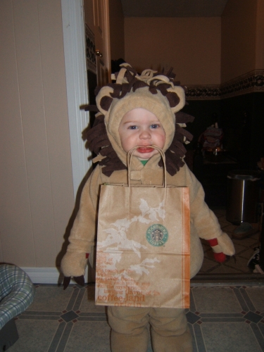 Ready to go Trick-Or-Treating with Daddy.